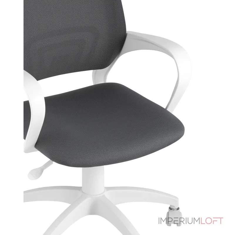 Topchairs ST-BASIC-W серая ткань крестовина белый пластик
