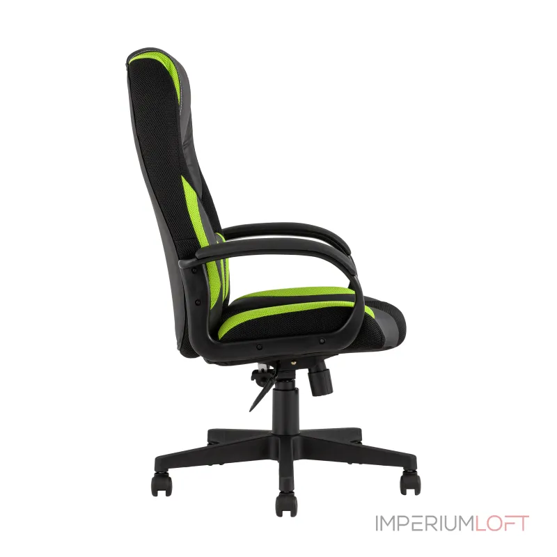 TopChairs ST-CYBER 9 GREEN ткань/экокожа черный/зеленый