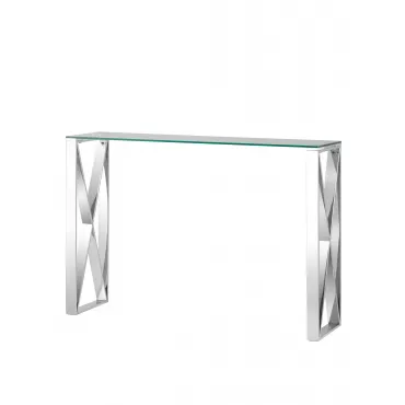 КРОСС 115*30 серебро каркас нержавеющая сталь столешница закаленное стекло