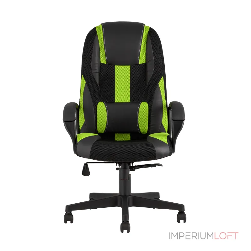 TopChairs ST-CYBER 9 GREEN ткань/экокожа черный/зеленый