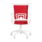 Topchairs ST-BASIC-W спинка белая сетка сиденье красная ткань крестовина белый пластик