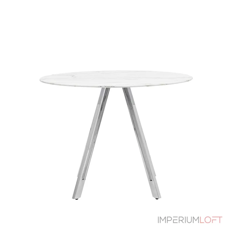 Хьюстон круглый, стеклянный столешница белая с рисунком под мрамор от ImperiumLoft