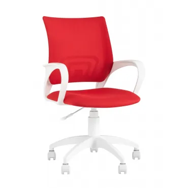 Topchairs ST-BASIC-W спинка белая сетка сиденье красная ткань крестовина белый пластик