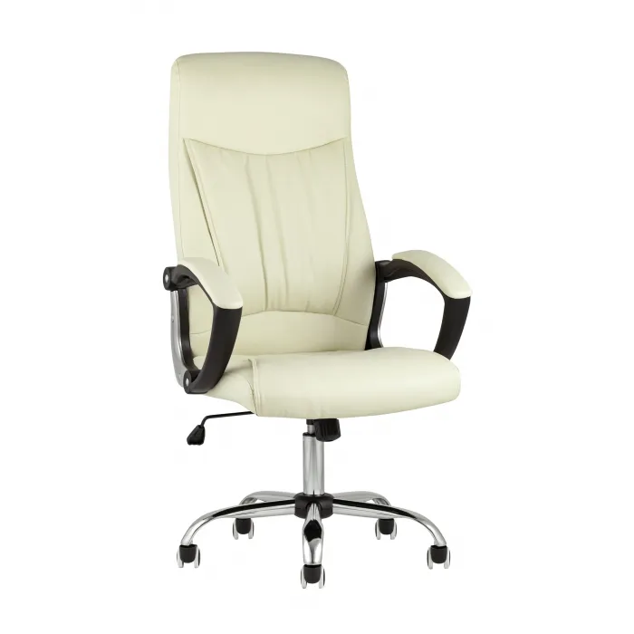 TopChairs Tower офисное бежевое в обивке из экокожи, механизм качания Top Gun от ImperiumLoft 