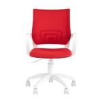 Topchairs ST-BASIC-W спинка белая сетка сиденье красная ткань крестовина белый пластик