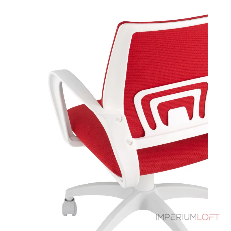 Topchairs ST-BASIC-W спинка белая сетка сиденье красная ткань крестовина белый пластик