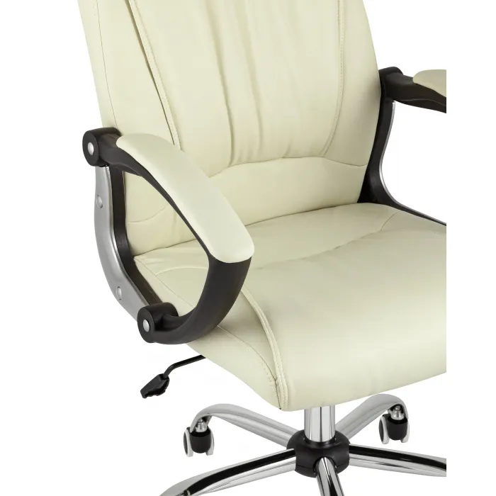 TopChairs Tower офисное бежевое в обивке из экокожи, механизм качания Top Gun от ImperiumLoft 