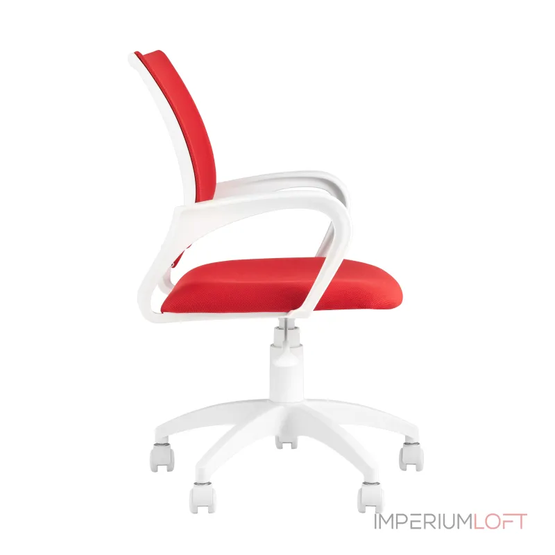 Topchairs ST-BASIC-W спинка белая сетка сиденье красная ткань крестовина белый пластик