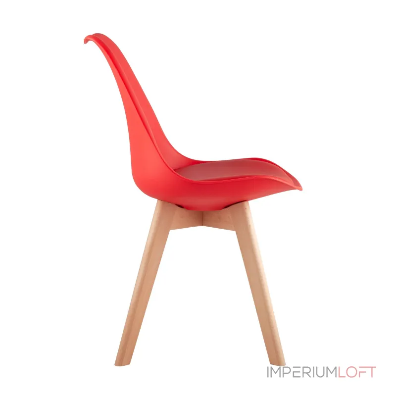 Frankfurt красный, сиденье из сочетания пластика и экокожи, ножки деревянные