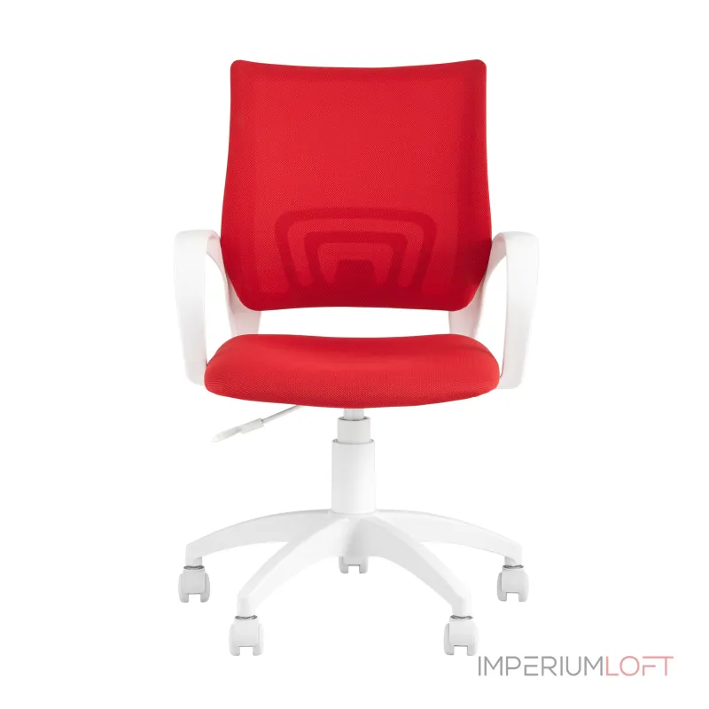 Topchairs ST-BASIC-W спинка белая сетка сиденье красная ткань крестовина белый пластик