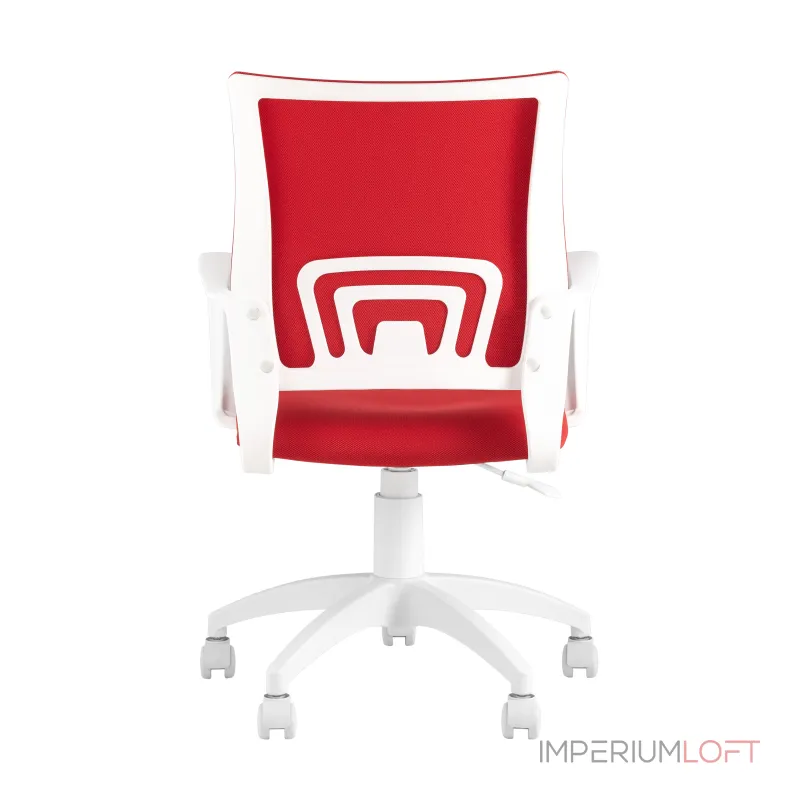 Topchairs ST-BASIC-W спинка белая сетка сиденье красная ткань крестовина белый пластик