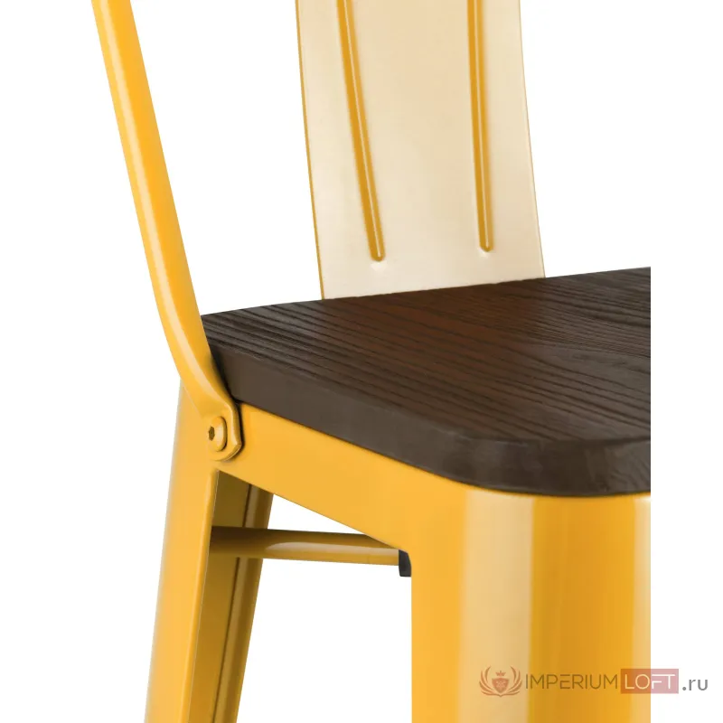 Tolix WOOD со спинкой желтый, металл, дерево от ImperiumLoft