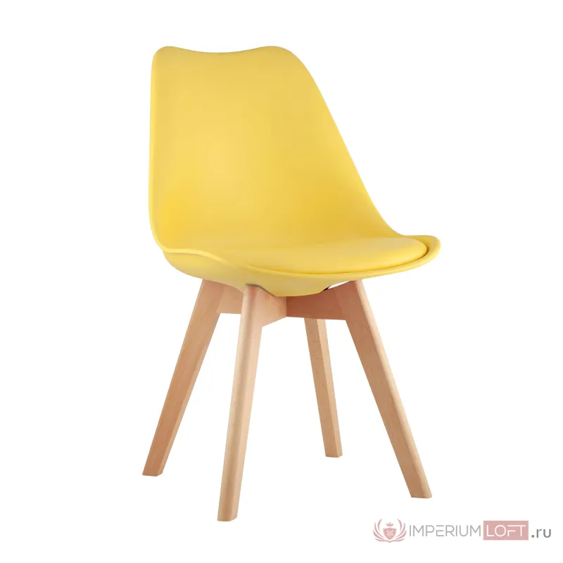Frankfurt желтый, сиденье из сочетания пластика и экокожи, ножки деревянные от ImperiumLoft