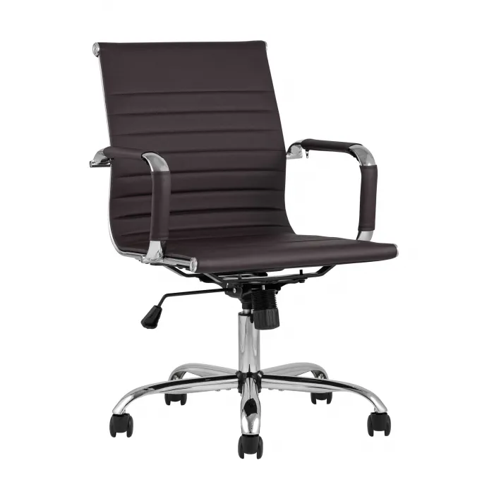 TopChairs City S офисное коричневое, обивка экокожа, механизм качания и регулировки по высоте от ImperiumLoft