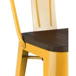 Tolix WOOD со спинкой желтый, металл, дерево