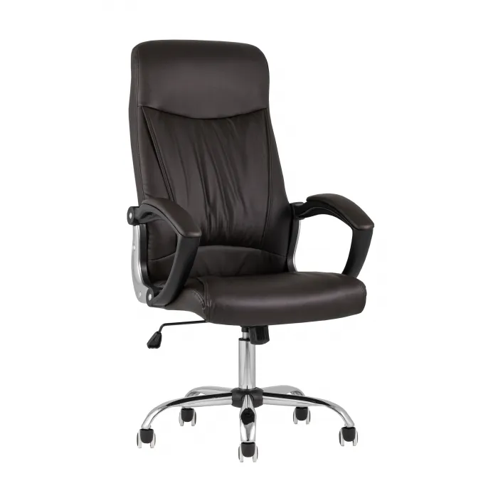 TopChairs Tower офисное коричневое в обивке из экокожи, механизм качания Top Gun от ImperiumLoft