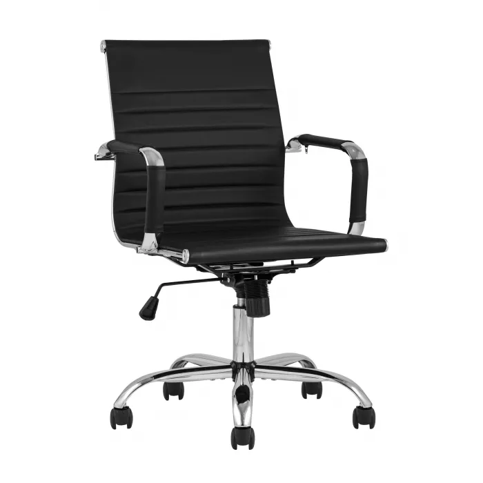 TopChairs City S офисное черное в обивке из экокожи, механизм регулирования по высоте и качания от ImperiumLoft
