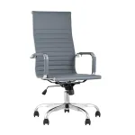 City офисное с подлокотниками серое экокожа хром наклон, качание от ImperiumLoft