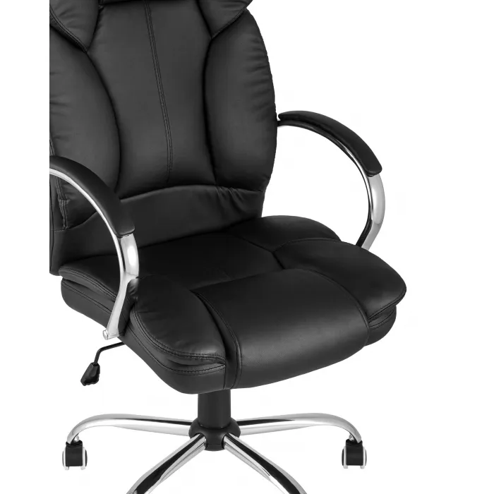 TopChairs President офисное черное в обивке из экокожи, механизм качания и регулировки Top Gun от ImperiumLoft