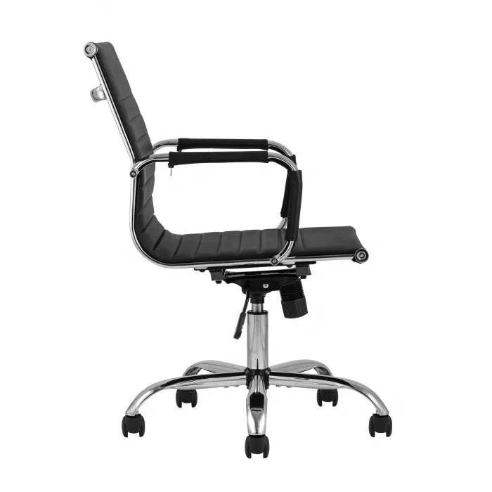 TopChairs City S офисное черное в обивке из экокожи, механизм регулирования по высоте и качания от ImperiumLoft