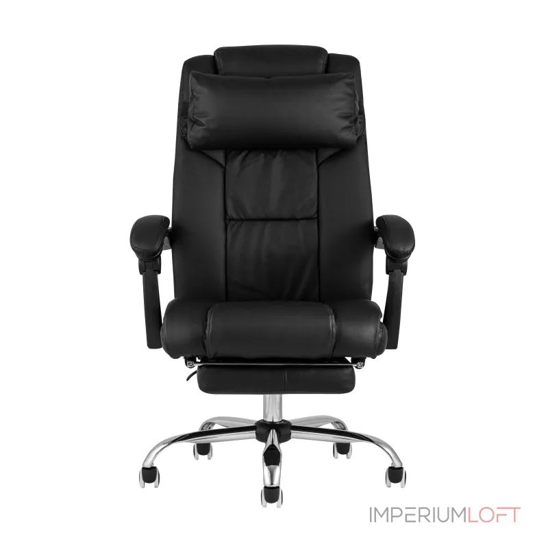 TopChairs Royal офисное черное в обивке из экокожи, механизм качания и регулировки по высоте "Му
