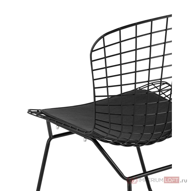 Bertoia металлический черный с черной подушкой из экокожи от ImperiumLoft
