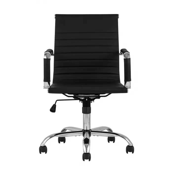 TopChairs City S офисное черное в обивке из экокожи, механизм регулирования по высоте и качания от ImperiumLoft