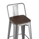 Tolix WOOD со спинкой серебристый матовый, металл, дерево