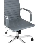City офисное с подлокотниками серое экокожа хром наклон, качание от ImperiumLoft