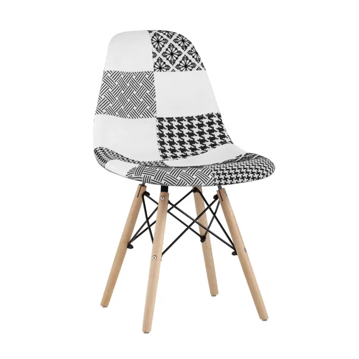 Eames обивка в стиле пэчворк черно-белый, ножки массив бука от ImperiumLoft