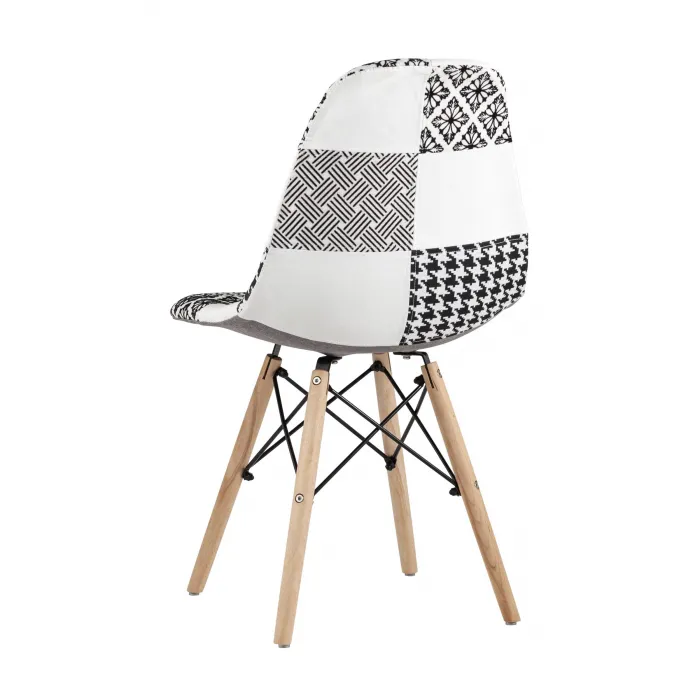 Eames обивка в стиле пэчворк черно-белый, ножки массив бука от ImperiumLoft