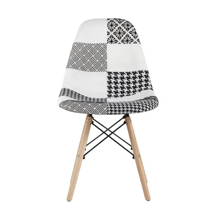 Eames обивка в стиле пэчворк черно-белый, ножки массив бука от ImperiumLoft
