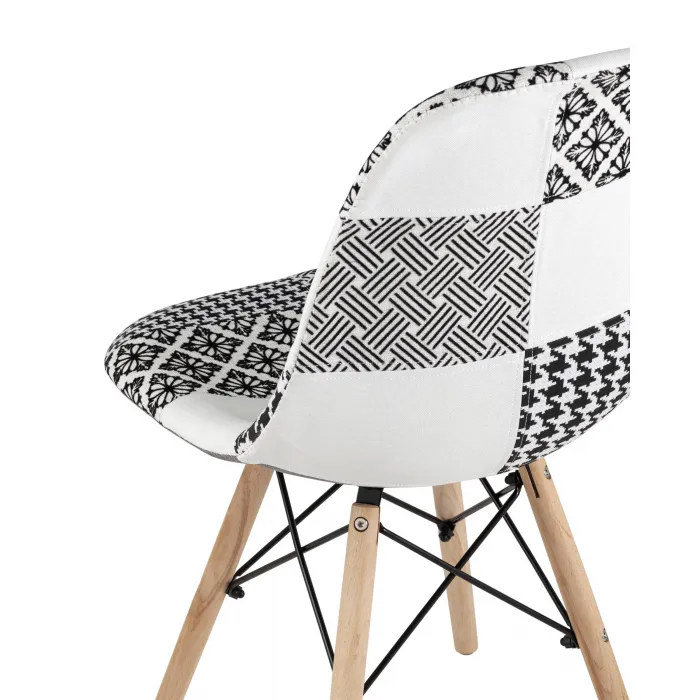 Eames обивка в стиле пэчворк черно-белый, ножки массив бука от ImperiumLoft
