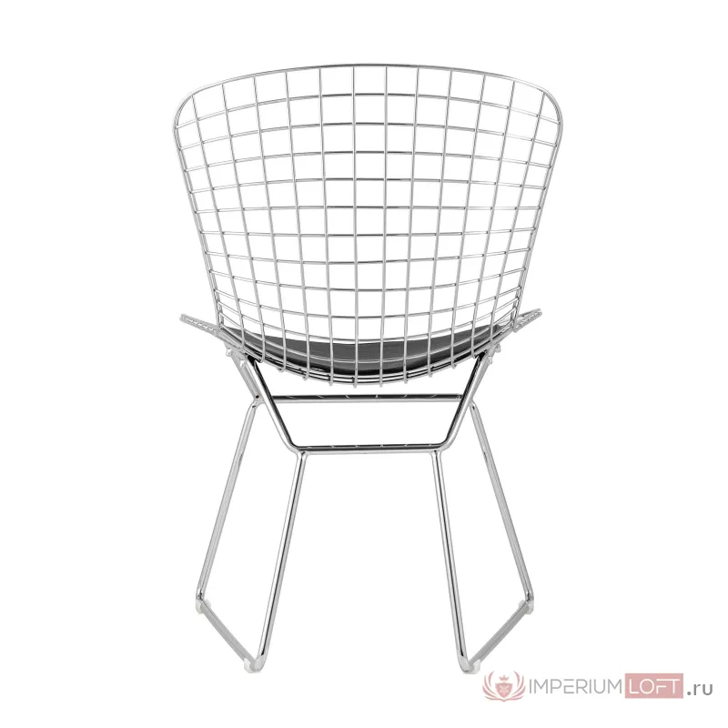 Bertoia хромированный металл с черной подушкой из экокожи от ImperiumLoft