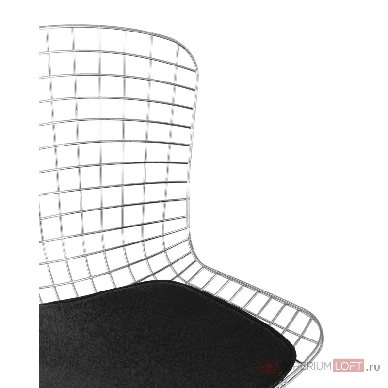 Bertoia хромированный металл с черной подушкой из экокожи от ImperiumLoft