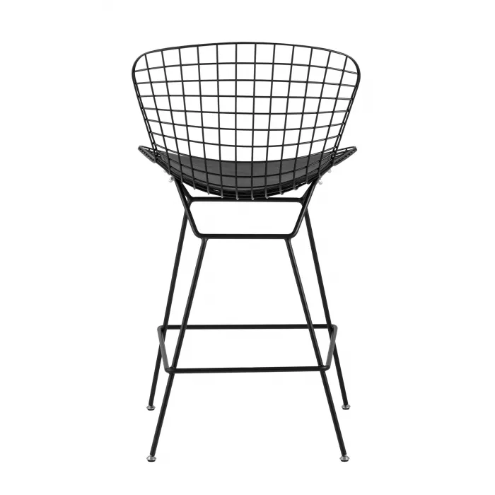 с низкой спинкой Bertoia черный металл с черной подушкой из экокожи от ImperiumLoft
