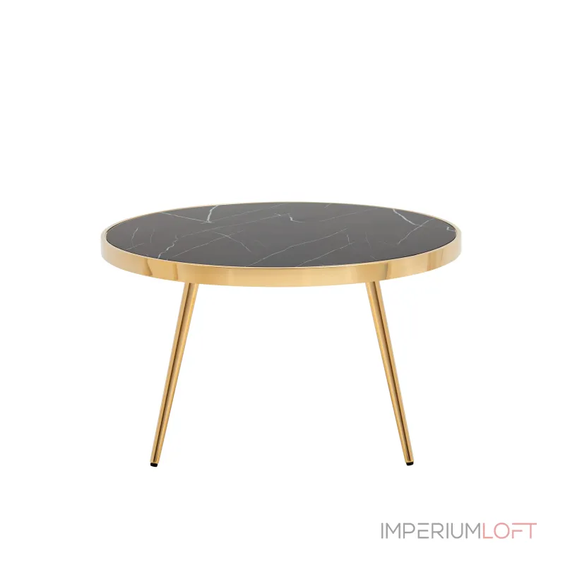 Гелиос 80*80 стекло черный мрамор сталь золото от ImperiumLoft