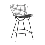 с низкой спинкой Bertoia черный металл с черной подушкой из экокожи от ImperiumLoft