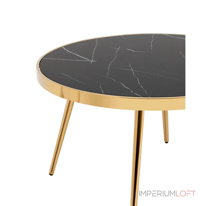 Гелиос 80*80 стекло черный мрамор сталь золото от ImperiumLoft