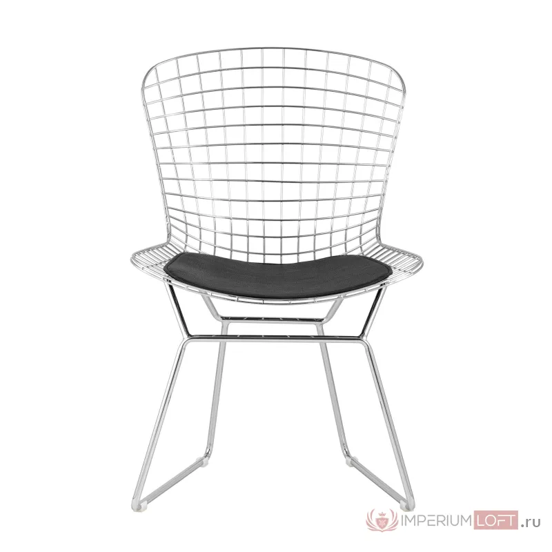 Bertoia хромированный металл с черной подушкой из экокожи от ImperiumLoft