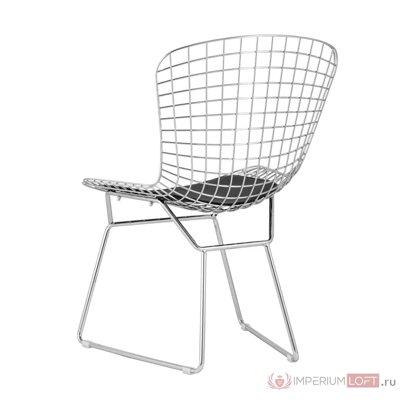Bertoia хромированный металл с черной подушкой из экокожи от ImperiumLoft