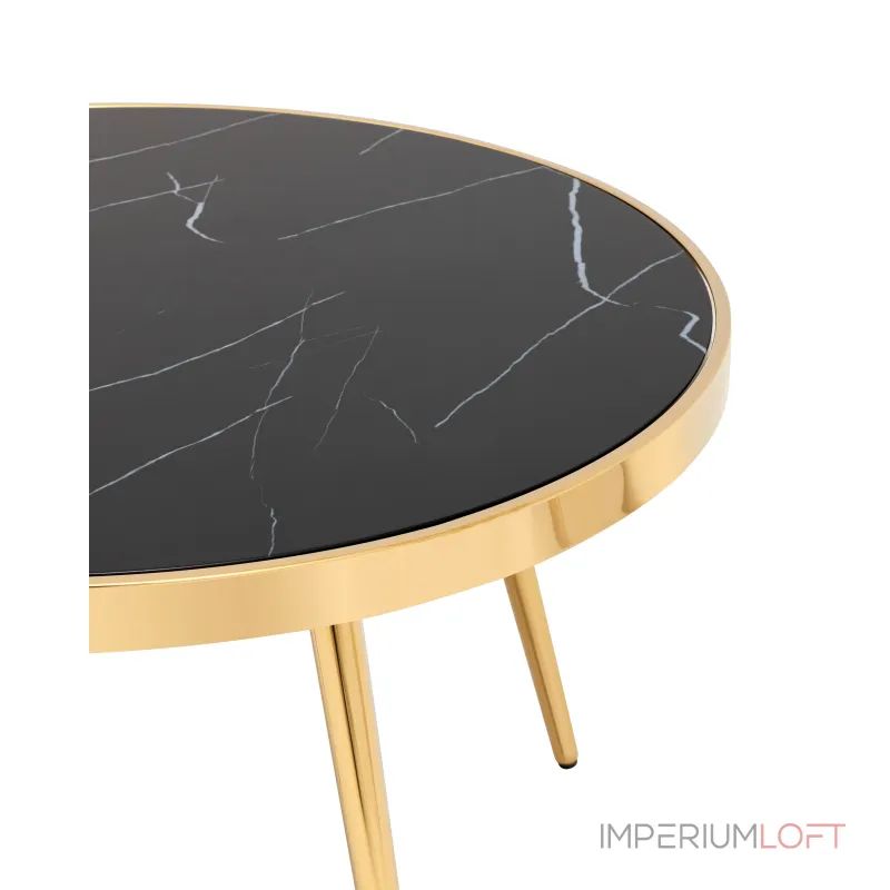 Гелиос 80*80 стекло черный мрамор сталь золото от ImperiumLoft