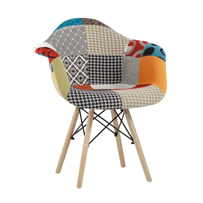 Eames DSW обивка тканевая в стиле пэчворк, ножки из массива бука от ImperiumLoft