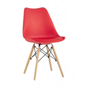 Eames Soft красный обеденный сиденье экокожа ножки из массива бука