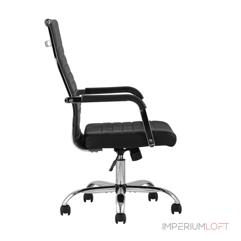 TopChairs Unit офисное черное в обивке из экокожи, механизм качания Top Gun