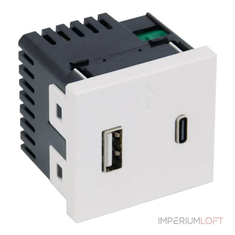 Модульная розетка usb+type C (2 модуля) MEITON A4287C2 Модульная розетка usb+type C (2 модуля) MEITON A4287C2