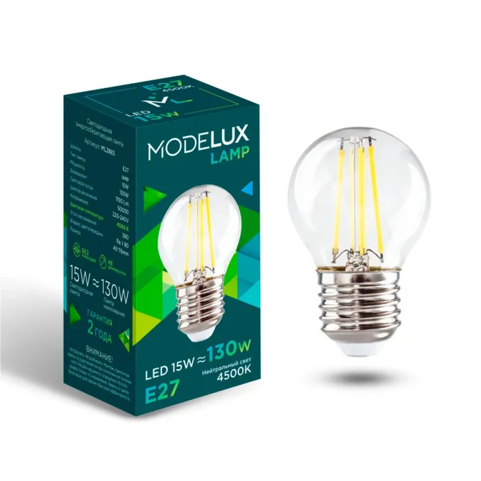 Светодиодная лампа MODELUX ML2883- G45-15W-Е27-4500 clear от ImperiumLoft