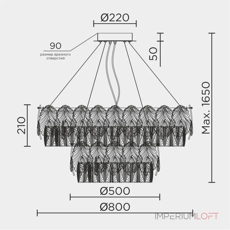Подвесная люстра MODELUX ML.7445.800.500 GD