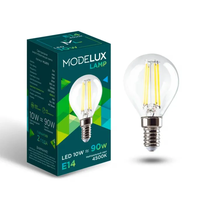 Светодиодная лампа MODELUX ML2870- G45-10W-Е14-4500 clear от ImperiumLoft