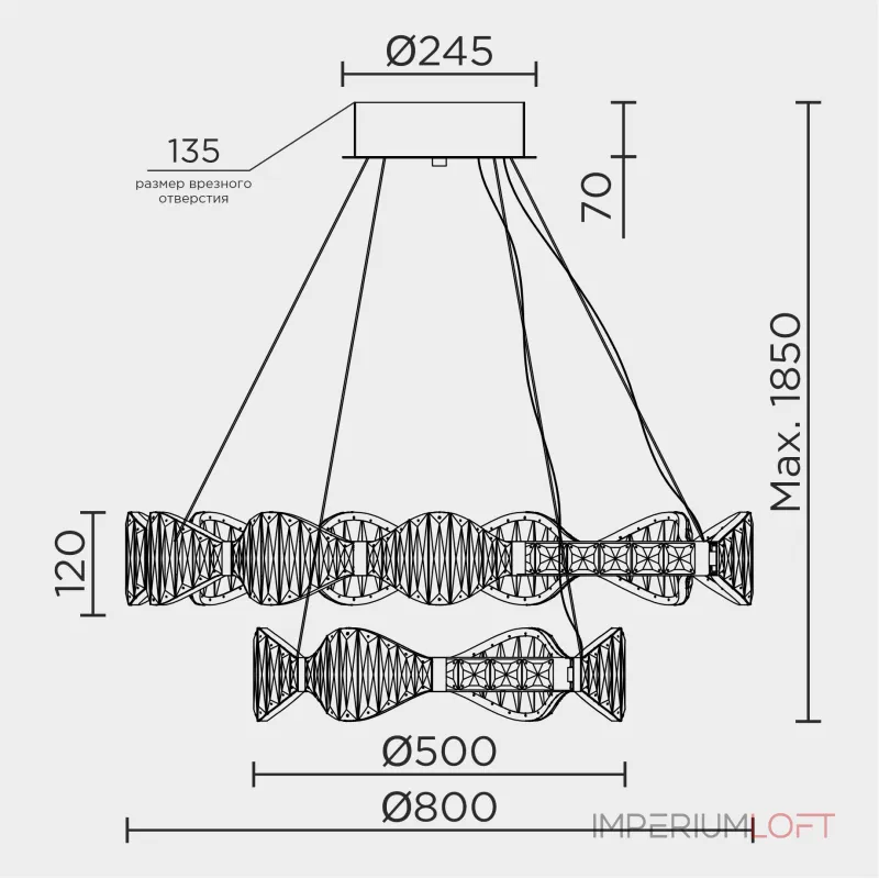 Подвесная люстра MODELUX ML.785.800.500 CP